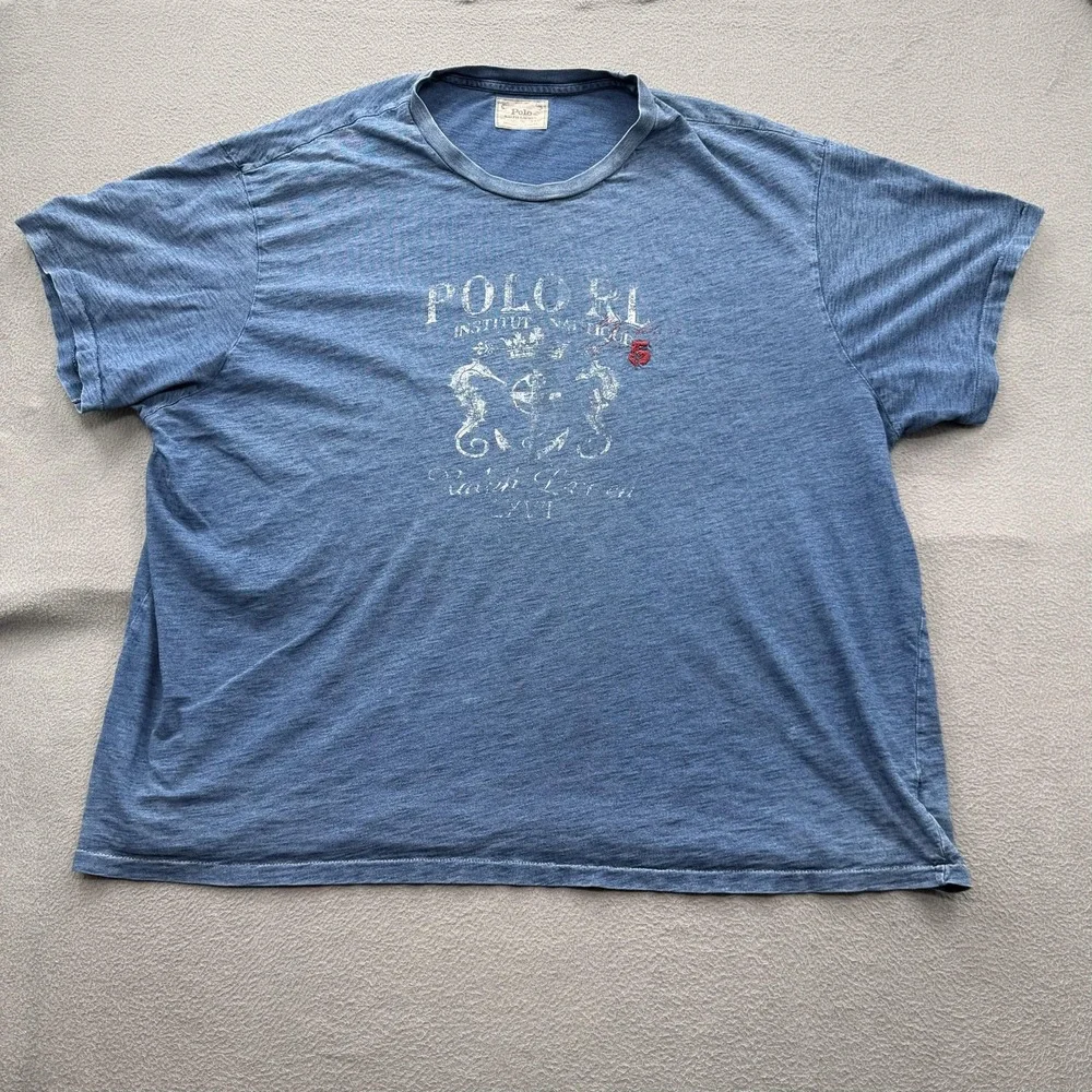 Polo Ralph Lauren Shirt Mens 3XB Blue Nautical Crest Graphic Tee Cotton Casual